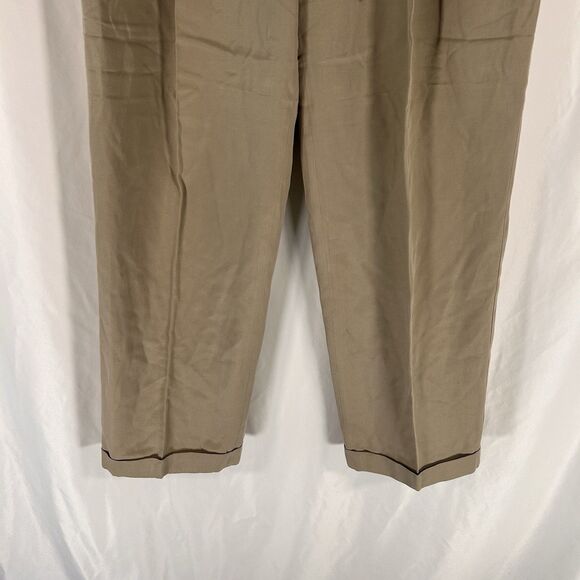 Axis Silk Blend Pants Men's 34x29 Khaki Beige Button Zip Dry Clean Pleated - Picture 3 of 11